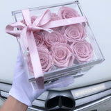 L'Clair-9 Rose Acrylic Box - Preserved Roses