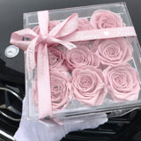 L'Clair-9 Rose Acrylic Box - Preserved Roses