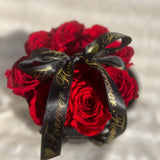 Black Velvet Box 9 Bright Red Long Life Roses - Sale