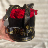 Black Velvet Box 9 Bright Red Long Life Roses - Sale