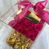Acrylic Storage Box Vibrant Pink Real Roses - Sale