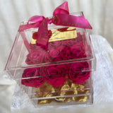 Acrylic Storage Box Vibrant Pink Real Roses - Sale