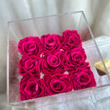 Acrylic Storage Box Vibrant Pink Real Roses - Sale