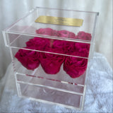 Acrylic Storage Box Vibrant Pink Real Roses - Sale