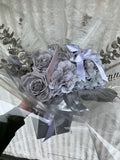 Elegant Hand Tied Grey Marl Silk Roses - Sale