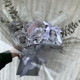 Elegant Hand Tied Grey Marl Silk Roses - Sale