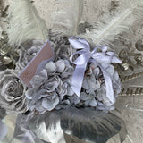 Elegant Hand Tied Grey Marl Silk Roses - Sale