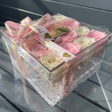 L'Clair 16 Hole Clear Acrylic Box - Preserved Roses