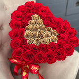 'Love Heart' Flower Box Large (36-42 Long Life Roses)