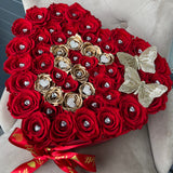 'Love Heart' Flower Box Large (36-42 Long Life Roses)