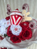 Candy Cane Red & White Christmas Artificial Bouquet - Sale