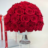 'The Champs-Élysées Challis' Glass Vase - Preserved Roses