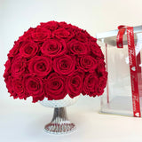 'The Champs-Élysées Challis' Glass Vase - Preserved Roses