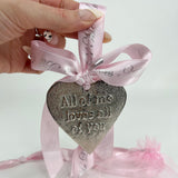 Pink & Silver Heart Pendant