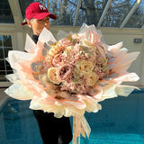 'Every Girl's Wish' Artificial Silk Pink & Gold Bouquet