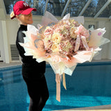 'Every Girl's Wish' Artificial Silk Pink & Gold Bouquet