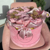 Indulgence Pink Preserved Roses Pink Velvet Box (Large)