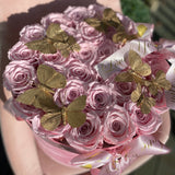 Indulgence Pink Preserved Roses Pink Velvet Box (Large)