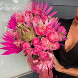 'My Extravagant Queen' Hot Pink Butterfly Artificial Silk & Dried Box
