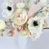 'First Love' Buttermilk Elegant Artificial Silk (Faux Flowers) Poppy Acrylic Vase