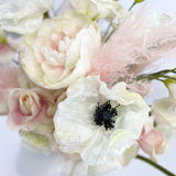 'First Love' Buttermilk Elegant Artificial Silk (Faux Flowers) Poppy Acrylic Vase