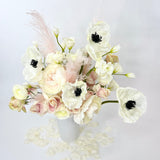 'First Love' Buttermilk Elegant Artificial Silk (Faux Flowers) Poppy Acrylic Vase