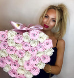 Aubrey Large Heart Shaped Box (36-42 Preserved Roses)