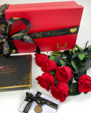 'Magnifico' 6 (or 12) Preserved Roses & Chocolates Gift Set