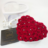Aubrey Double Boxed Grandiose Heart (29-35 Preserved Roses)