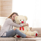 90cm Love Heart Teddy (Cream or Beige)