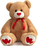 'Love Heart' 90cm Beige Plush Teddy Bear