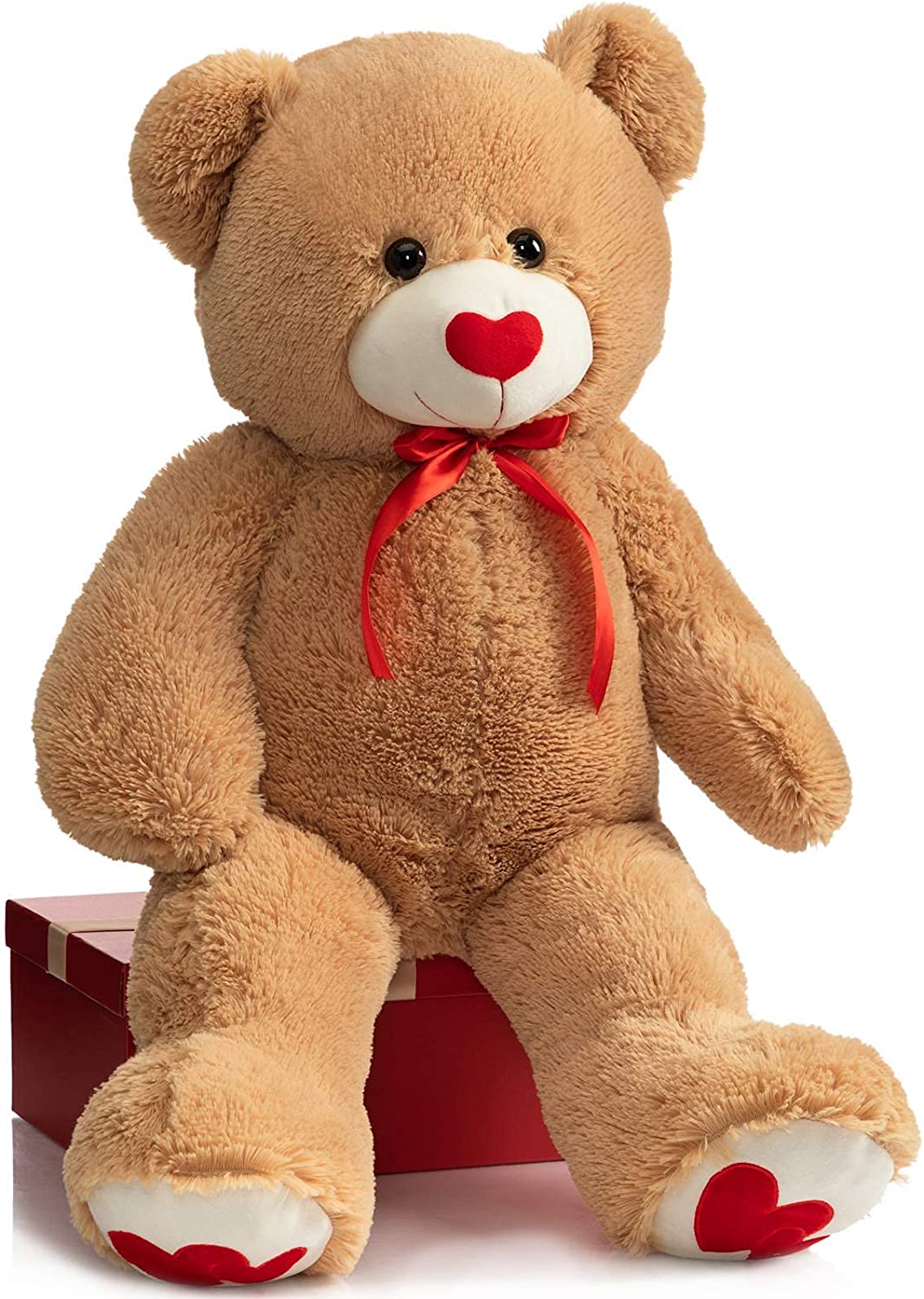 Love Heart' 90cm Beige Plush Teddy Bear– Forever Flowers UK