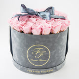 Indulgence Pink Preserved Roses Pink Velvet Box (Large)