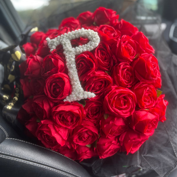 Initial Baby's Breath Rose Artificial Silk Bouquet