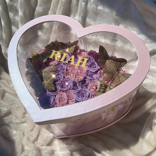 Aubrey Double Boxed Grandiose Heart (29-35 Preserved Roses)