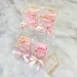 Pink 'La Rosa Bebé' Clear Acrylic Box - Single Preserved Rose -🎀 Galentine's Day Collection