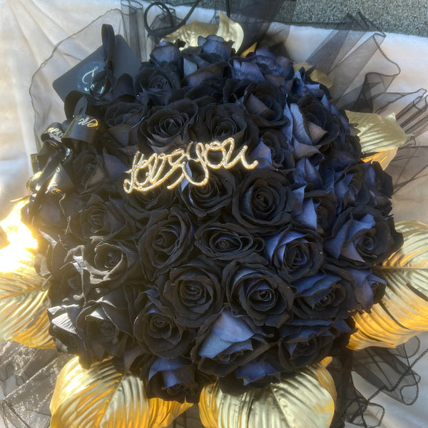 Love You Black Velvet Rose Bouquet