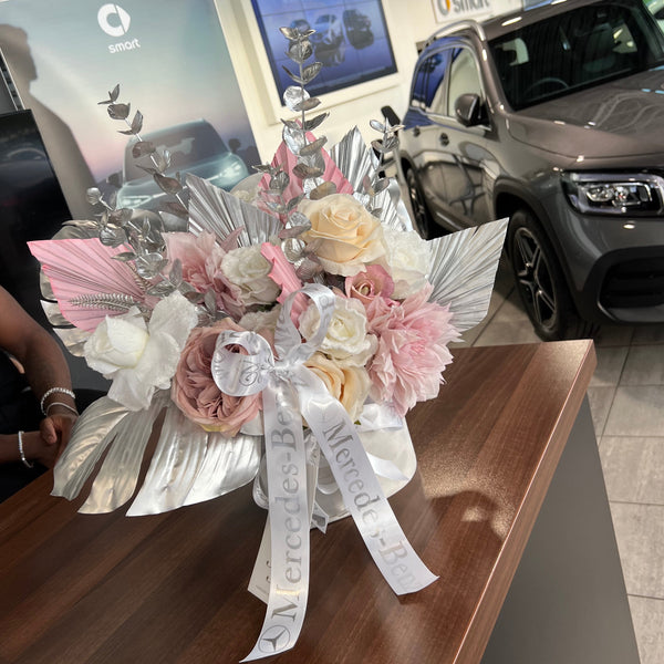 'Princessa' in Blush/ Silver - Medium Heart - Artificial Silk