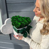 NEW Aubrey Medium Velvet Heart Box - Preserved Roses