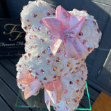 White Twinkle Bear Pink Hearts - Sale
