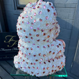 White Twinkle Bear Pink Hearts - Sale