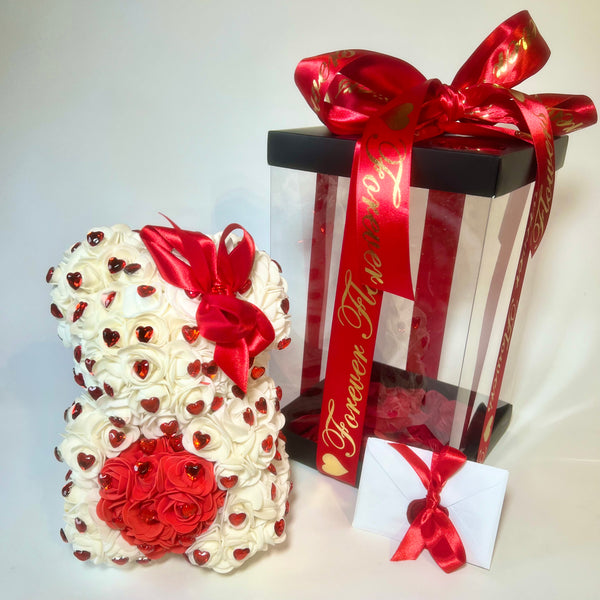 Twinkle Bear White with Red Hearts 25cm - Sale