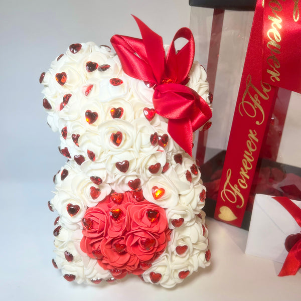 Twinkle Bear White with Red Hearts 25cm - Sale