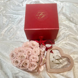 Pink Leatherette Heart Box Pink Long Life Roses - Sale