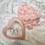 Pink Leatherette Heart Box Pink Long Life Roses - Sale