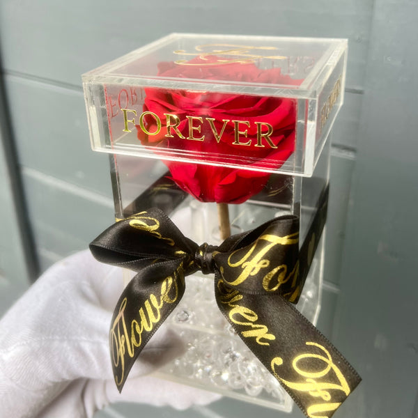 La Rosa Bebe Acrylic Box Red Real Rose Large - Sale