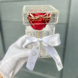 La Rosa Bebe Acrylic Box Red/ Silver Real Rose Large - Sale