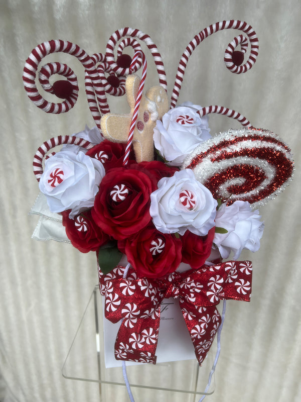 Candy Cane Swirl Christmas Artificial Bouquet - Sale