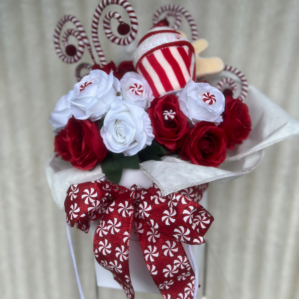 Candy Cane Red & White Christmas Artificial Bouquet - Sale