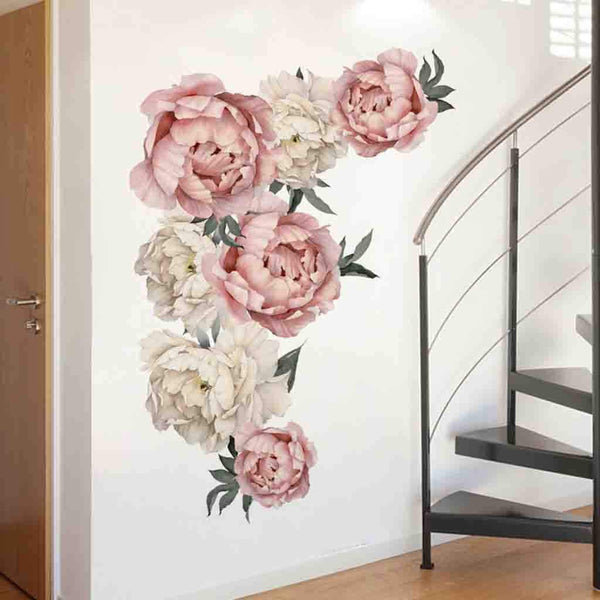 Home Decor Peony Adhesive Wall Art 90cm x 54cm